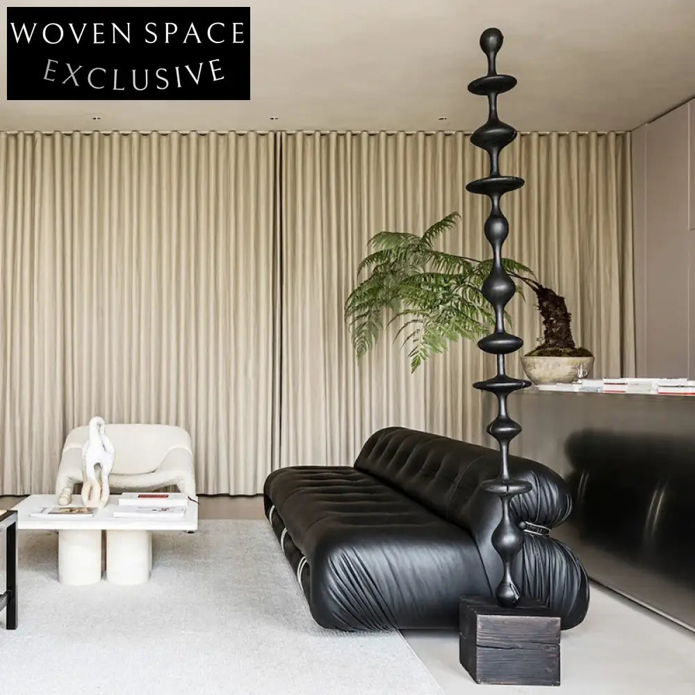 Modern Handcrafted Wood Floor Art Ornament: Tall, Unique Living Room Decorative Sculpture