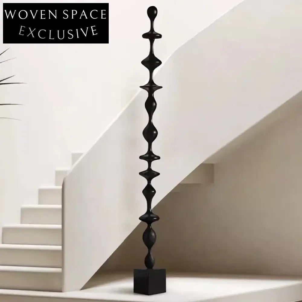 Modern Handcrafted Wood Floor Art Ornament: Tall, Unique Living Room Decorative Sculpture
