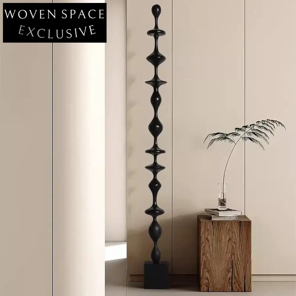 Modern Handcrafted Wood Floor Art Ornament: Tall, Unique Living Room Decorative Sculpture