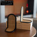 Modern Handmade Metal Rattan Weave Bookends for Living Room Decor & Desktop Display