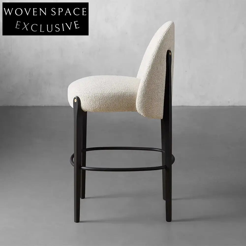 Modern High Back Fabric Bar Stool, Metal Base, Dining Seating