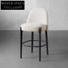 Modern High Back Fabric Bar Stool, Metal Base, Dining Seating