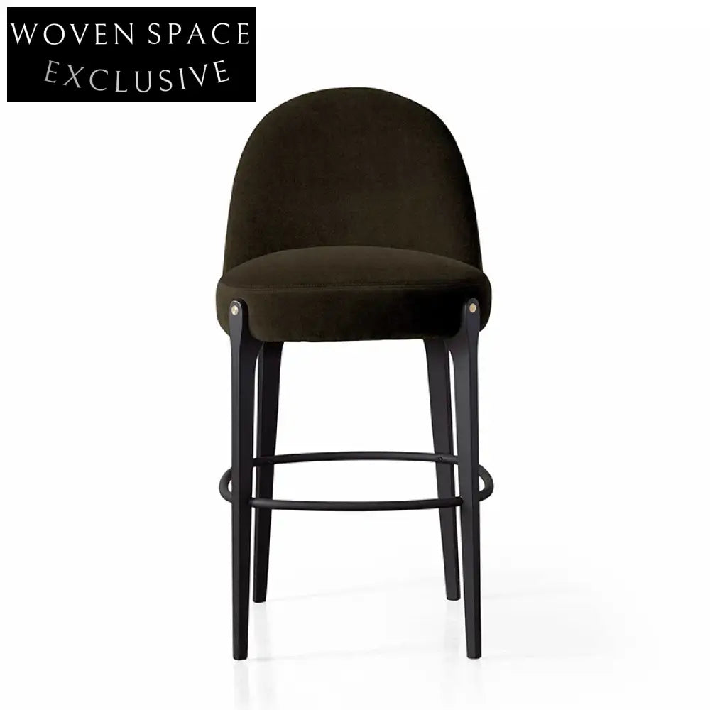 Modern High Back Fabric Bar Stool, Metal Base, Dining Seating
