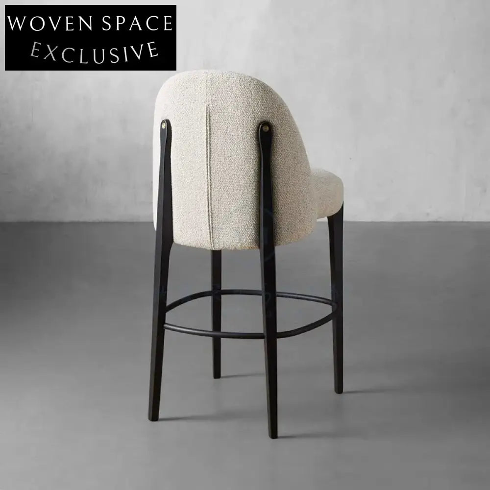 Modern High Back Fabric Bar Stool, Metal Base, Dining Seating