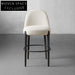 Modern High Back Fabric Bar Stool, Metal Base, Dining Seating