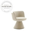 Modern High Back Gray Velvet Swivel Armrest Accent Dining Chair