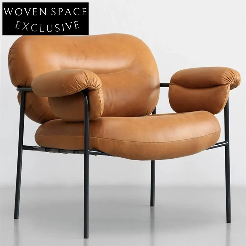 Modern High-Back Leather Accent Dining Chair with Sturdy Metal Frame