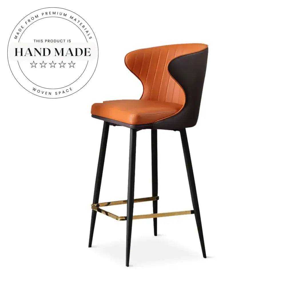 Modern High Back Leatherette Metal Bar Stool for Kitchen & Dining Bar Stool