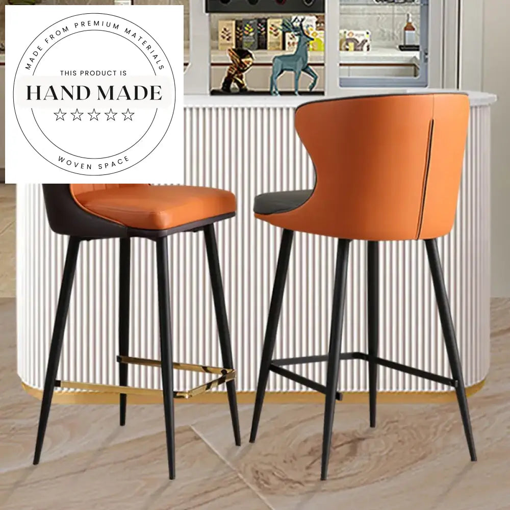 Modern High Back Leatherette Metal Bar Stool for Kitchen & Dining Bar Stool