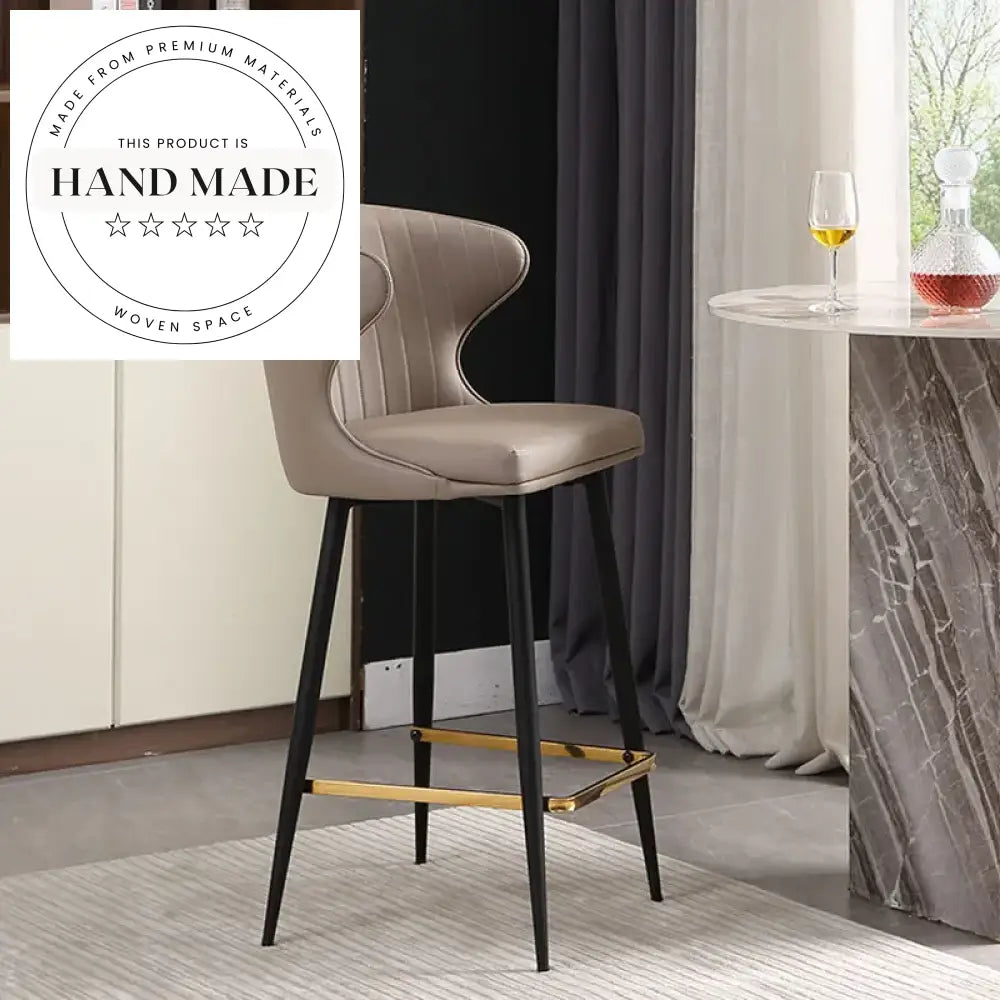 Modern High Back Leatherette Metal Bar Stool for Kitchen & Dining Bar Stool