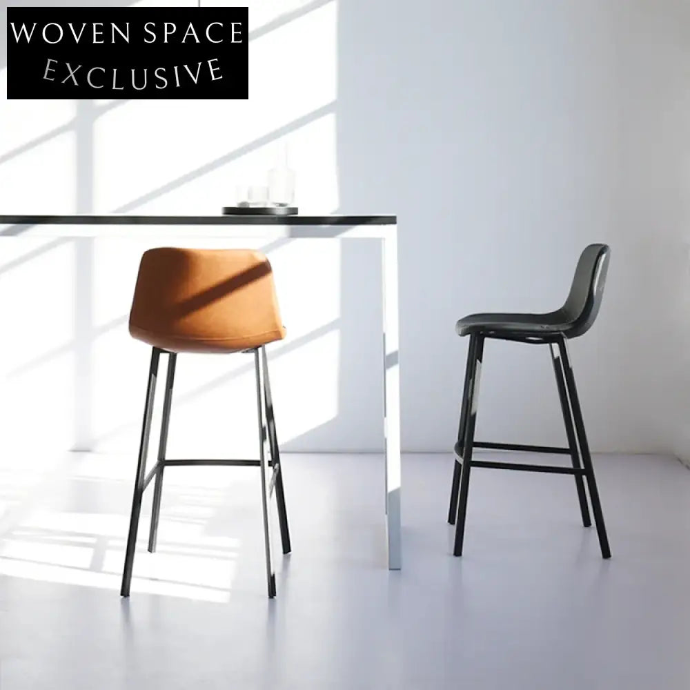 Modern High Back Metal Frame PU Leather Upholstered Kitchen Counter Stool