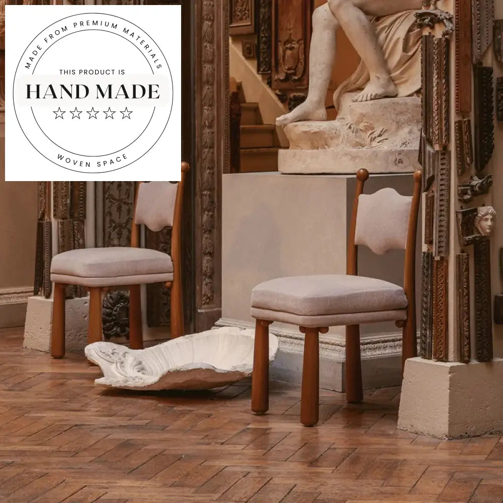 Modern High Back Solid Wood White Teddy Fabric Upholstered Dining Chair