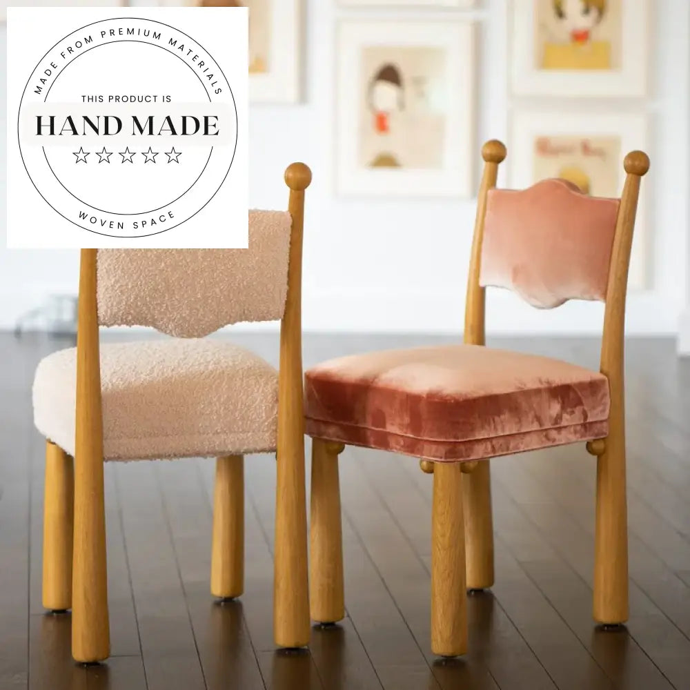 Modern High Back Solid Wood White Teddy Fabric Upholstered Dining Chair