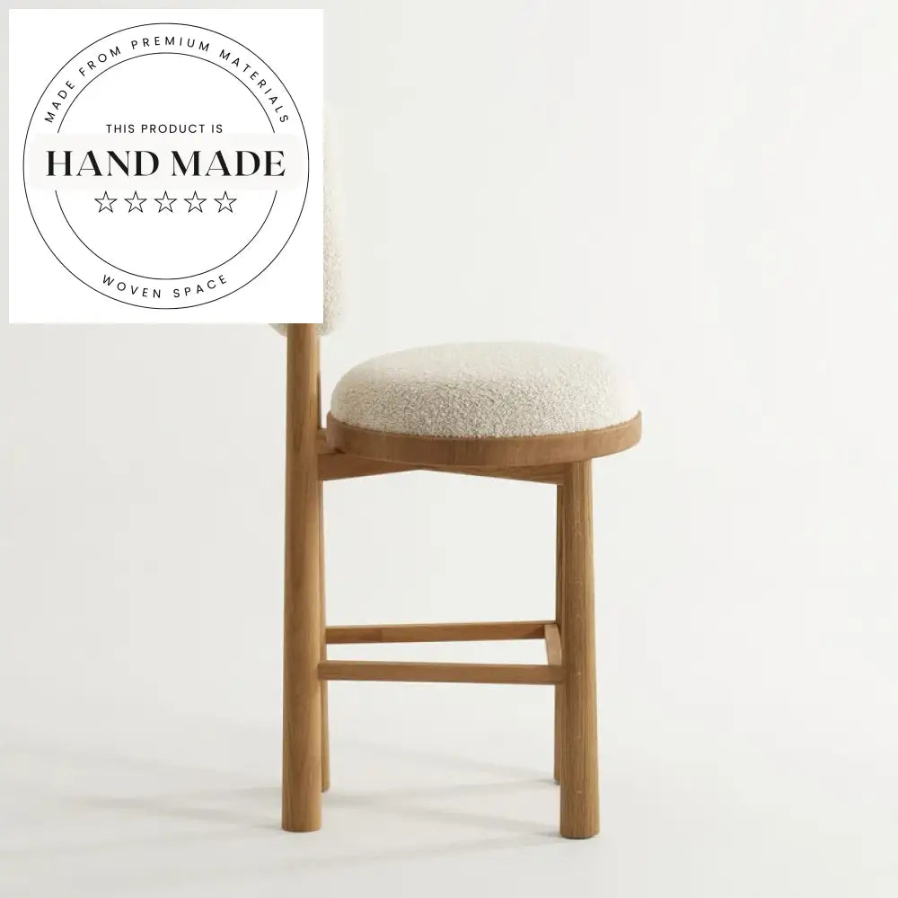 Modern High Back Teddy Fabric Bar Stool, Solid Wood Frame