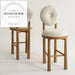 Modern High Back Teddy Fabric Bar Stool, Solid Wood Frame