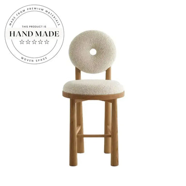 Modern High Back Teddy Fabric Bar Stool, Solid Wood Frame