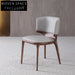 Modern High Back Walnut Wood Leather Dining Chair - Comfortable Restaurant Seating