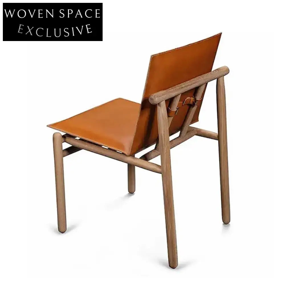 Modern High-End Leather Wood Dining Chair for Restaurant Cafe Hotel Seating