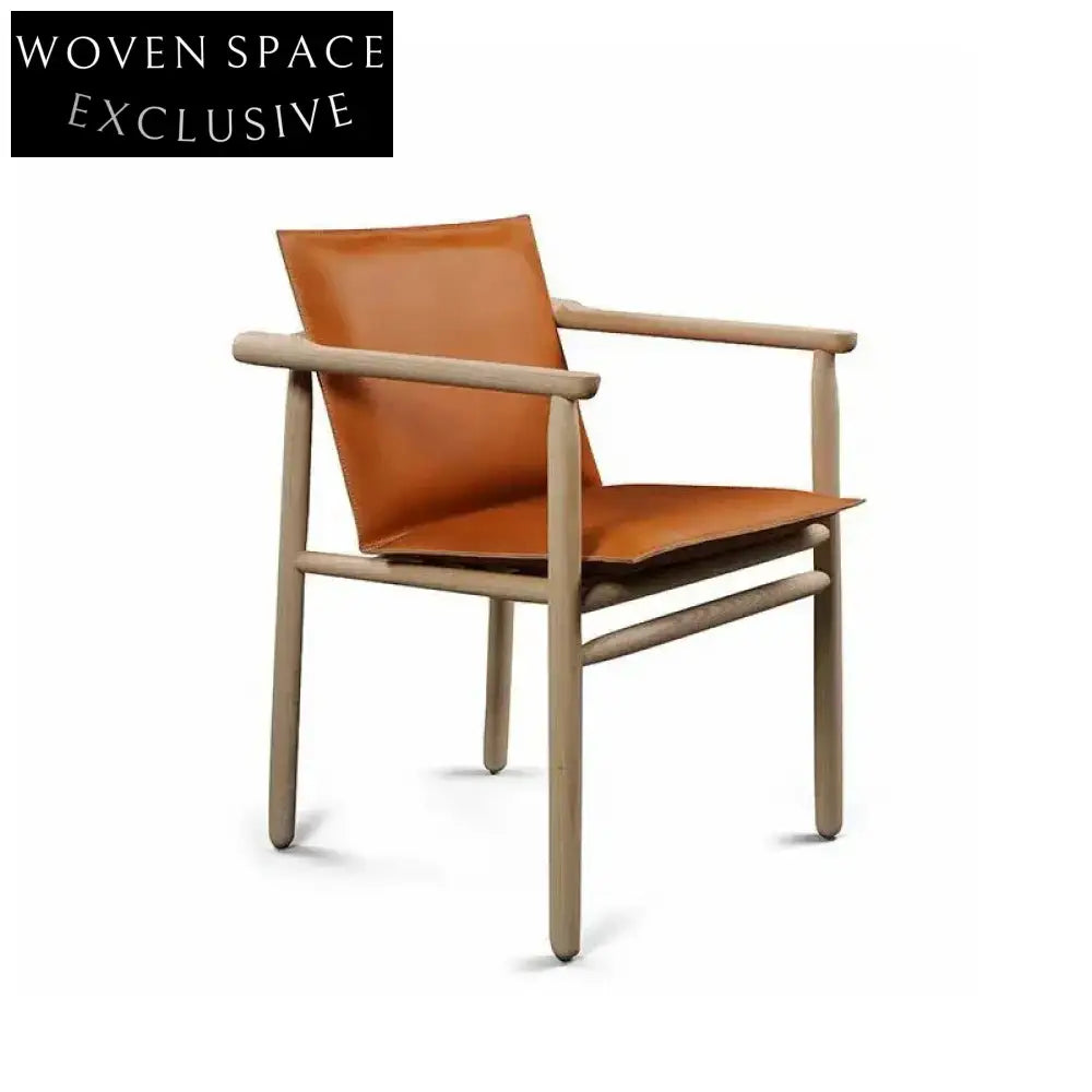 Modern High-End Leather Wood Dining Chair for Restaurant Cafe Hotel Seating
