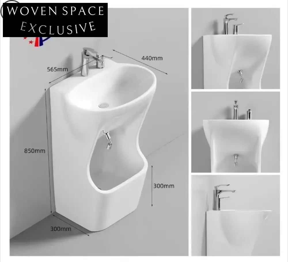 Modern High-Gloss Ceramic Floor Pedestal Sink - Wudu Foot Wash Basin