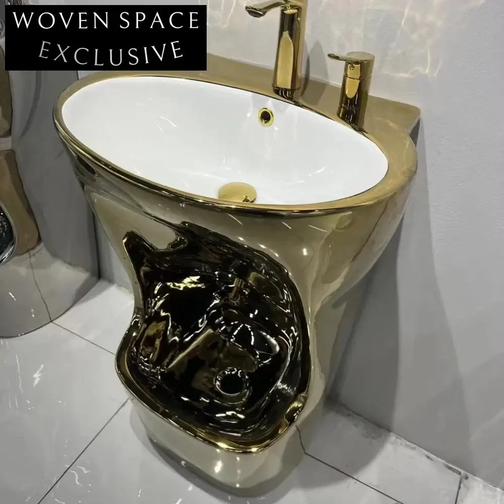 Modern High-Gloss Ceramic Floor Pedestal Sink - Wudu Foot Wash Basin