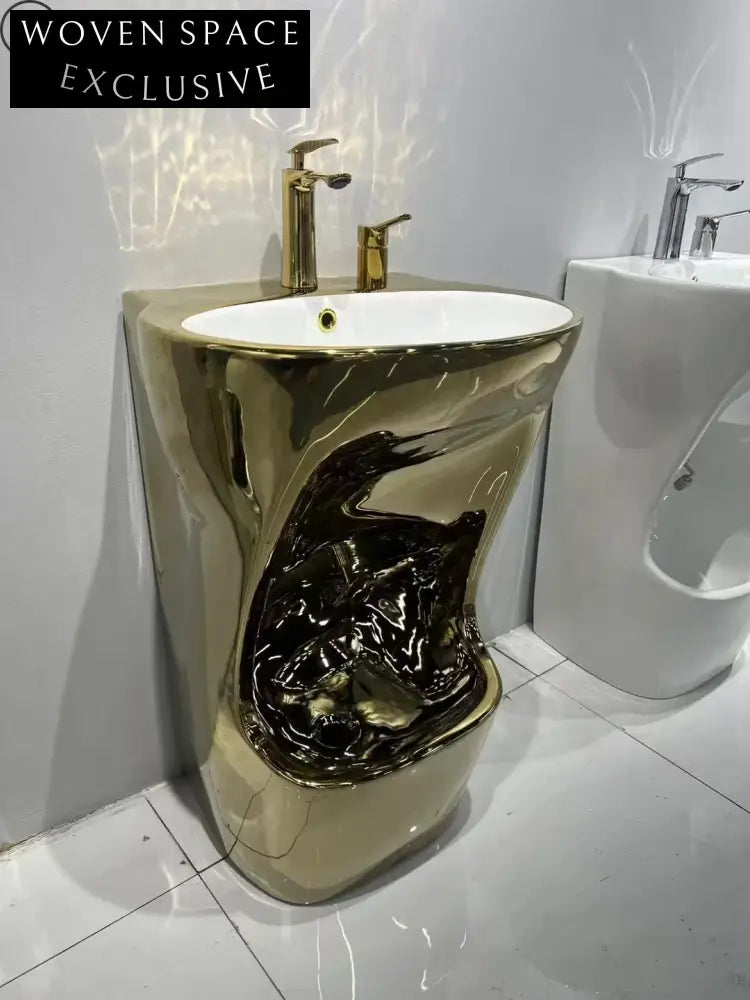 Modern High-Gloss Ceramic Floor Pedestal Sink - Wudu Foot Wash Basin