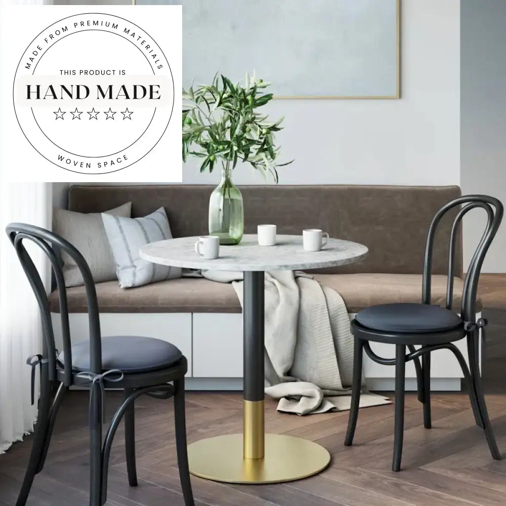 Modern High-Quality Round Metal Base Dining Table with Marble Top