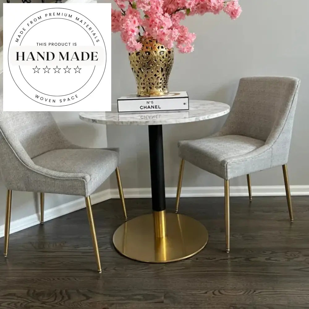 Modern High-Quality Round Metal Base Dining Table with Marble Top