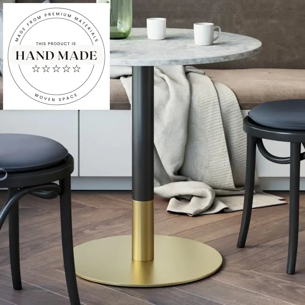 Modern High-Quality Round Metal Base Dining Table with Marble Top