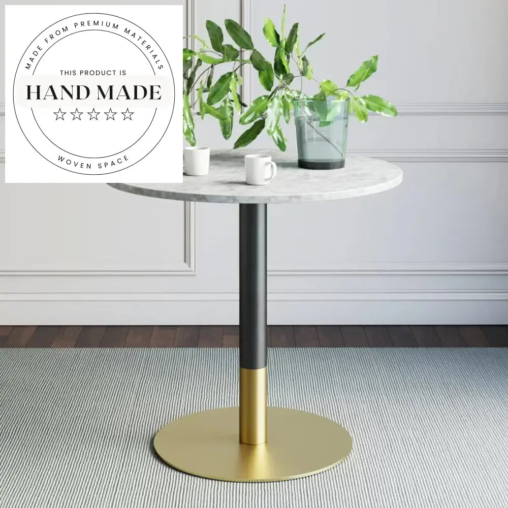 Modern High-Quality Round Metal Base Dining Table with Marble Top