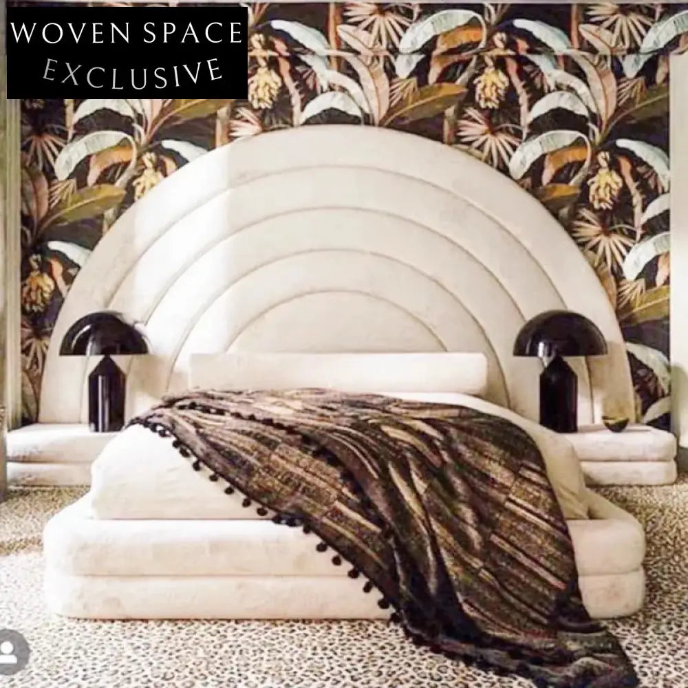 Modern Hotel Style Solid Wood Fabric Leather Upholstered Queen Bed Frame