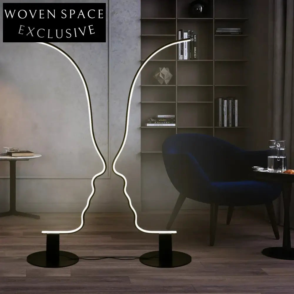 Modern Human Face Metal Floor Lamp - Tall Standing Artistic Room Decor