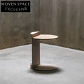 Modern Indoor Living Room Natural Travertine Round Coffee Table Metal Base