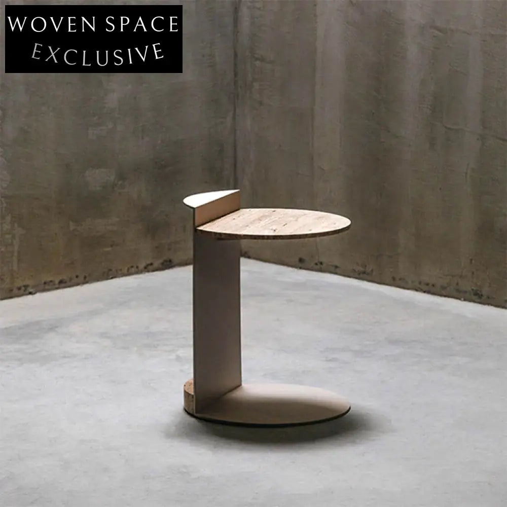 Modern Indoor Living Room Natural Travertine Round Coffee Table Metal Base