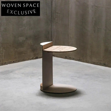 Modern Indoor Living Room Natural Travertine Round Coffee Table Metal Base