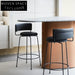 Modern Industrial Black PU Leather Metal Frame High Back Counter Bar Stool
