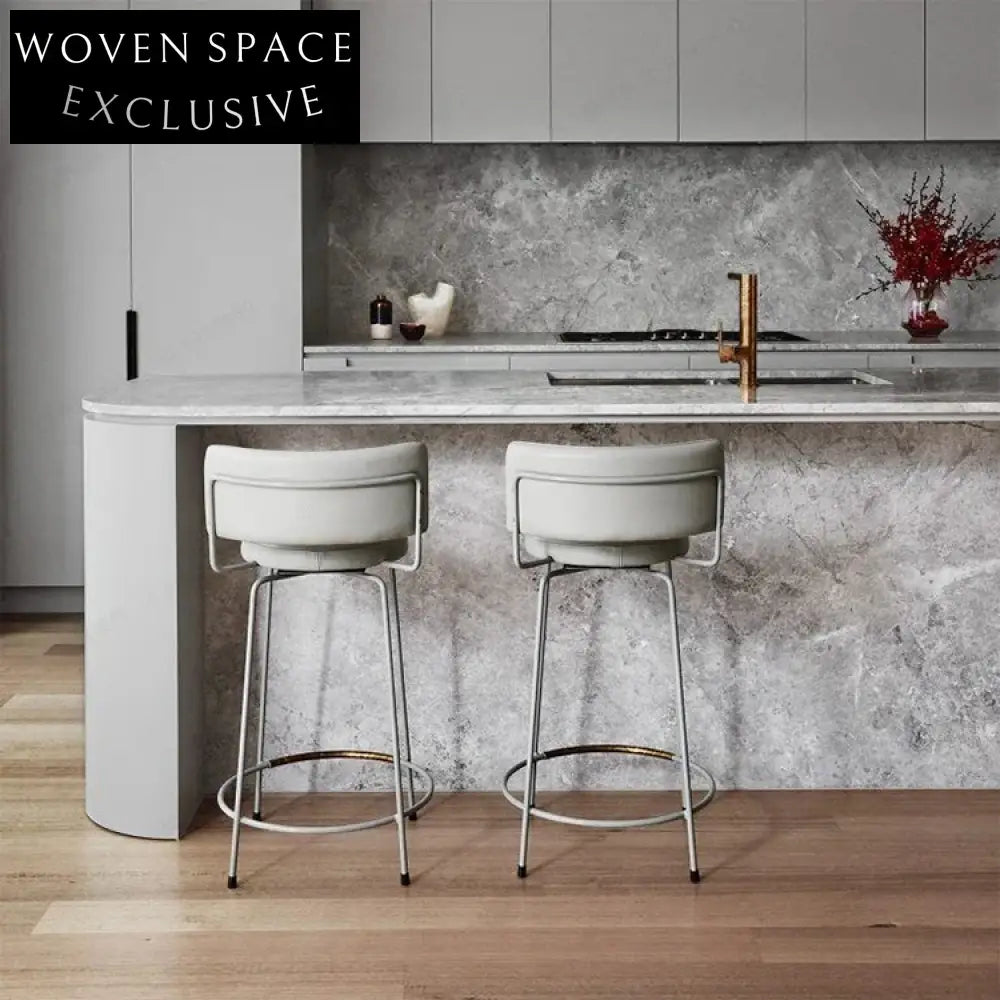 Modern Industrial Black PU Leather Metal Frame High Back Counter Bar Stool