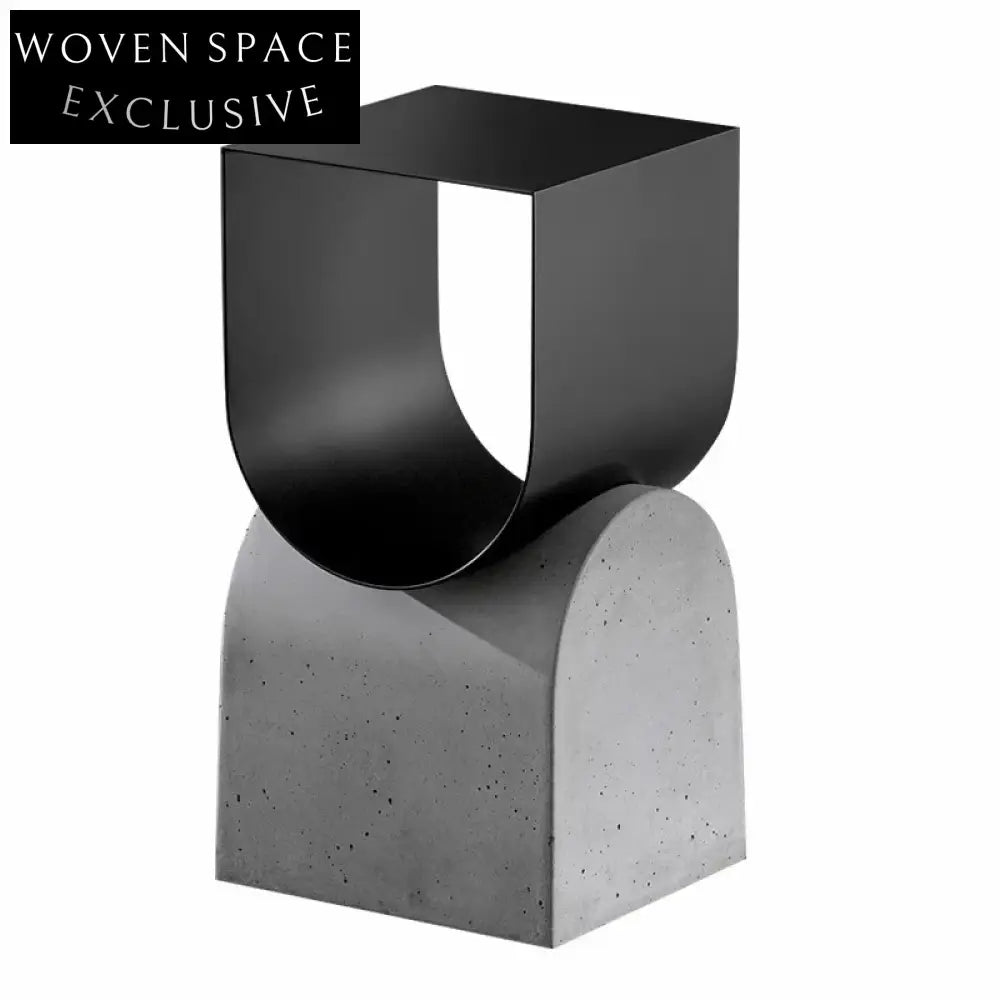 Modern Industrial Cement & Steel Coffee Side Table Living Room Accent Piece