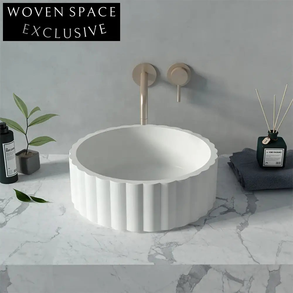 Modern Industrial Concrete Vessel Sink - Elegant Round Countertop Bathroom Basin Design