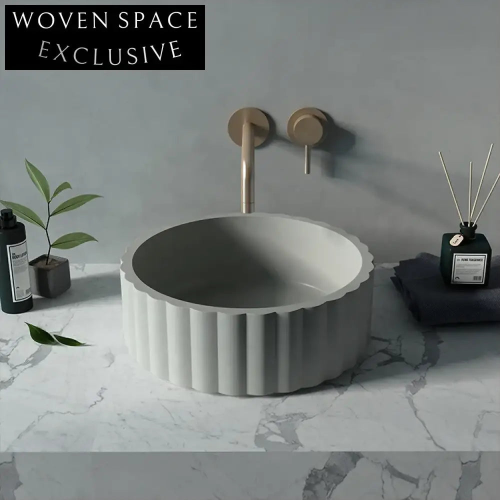 Modern Industrial Concrete Vessel Sink - Elegant Round Countertop Bathroom Basin Design