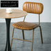 Modern Industrial Leather Upholstered Metal Frame Dining Chair Cafe Seating