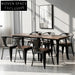 Modern Industrial Loft Style Metal Wood Dining Table for Cafe Restaurant