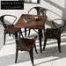 Modern Industrial Loft Style Metal Wood Dining Table for Cafe Restaurant