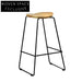 Modern Industrial Metal Bar Stool, Solid Wooden Seat, Tall Counter Chair