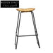 Modern Industrial Metal Bar Stool, Solid Wooden Seat, Tall Counter Chair