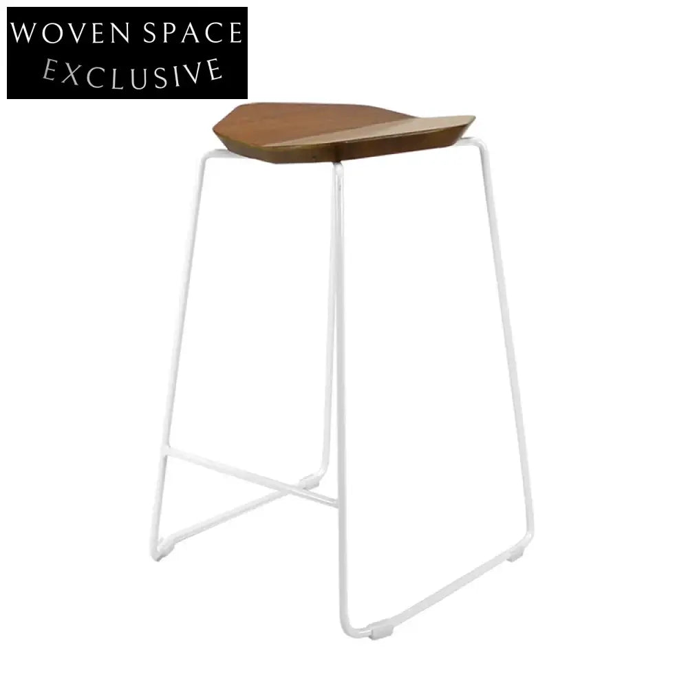 Modern Industrial Metal Bar Stool, Solid Wooden Seat, Tall Counter Chair