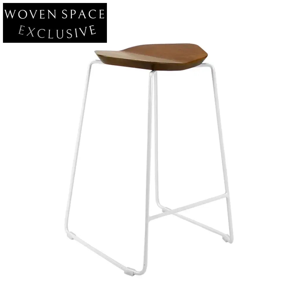 Modern Industrial Metal Bar Stool, Solid Wooden Seat, Tall Counter Chair