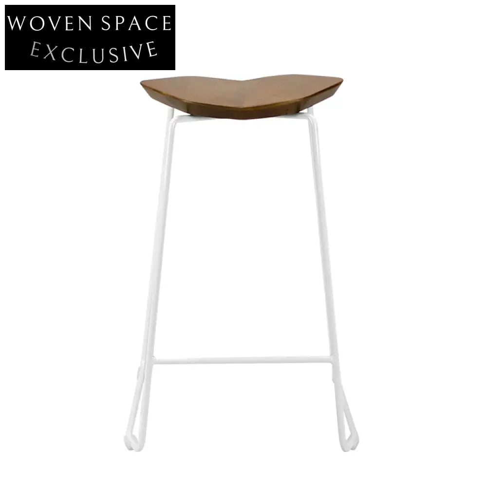 Modern Industrial Metal Bar Stool, Solid Wooden Seat, Tall Counter Chair
