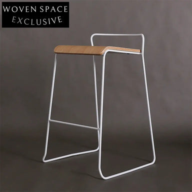 Modern Industrial Metal Frame Plywood Seat High Bar Stool for Kitchen & Cafe