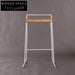Modern Industrial Metal Frame Plywood Seat High Bar Stool for Kitchen & Cafe